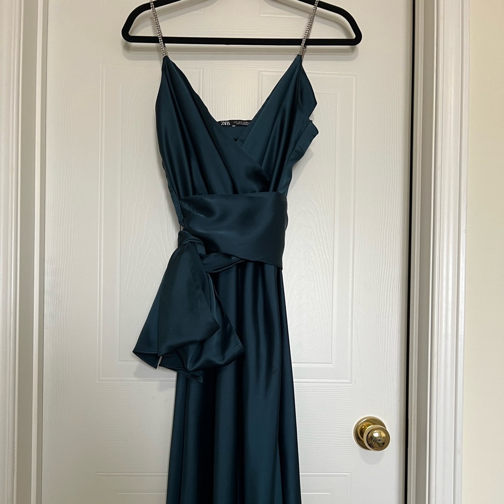 Zara Blue Asymmetrical Wrap Maxi Dress